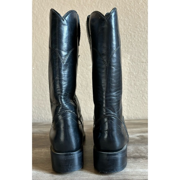 Tony Lama Black Leather Roper Boots Youth Size 4 - Picture 5 of 11